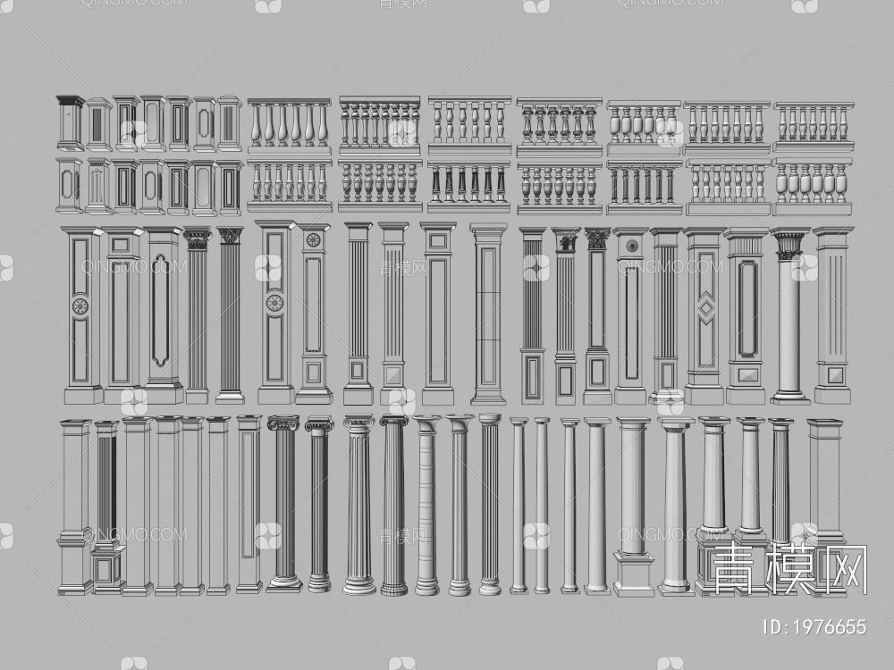 罗马柱 方形柱3D模型下载【ID:1976655】