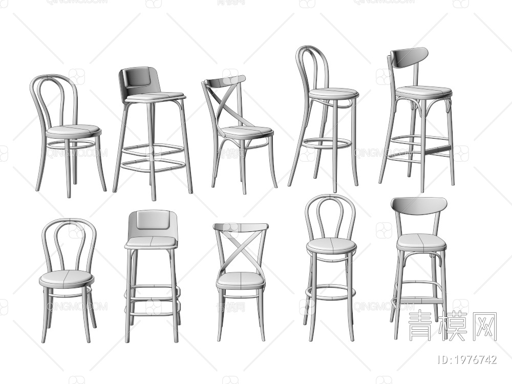 吧台椅子 单椅3D模型下载【ID:1976742】