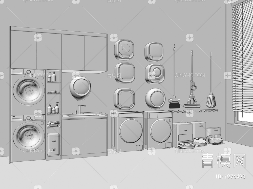 阳台洗衣柜3D模型下载【ID:1976490】