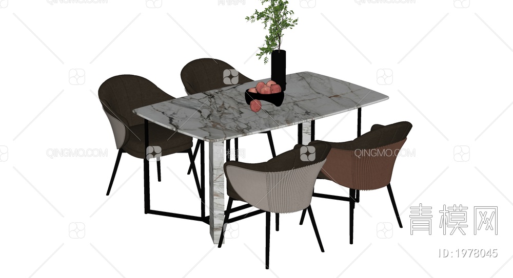 餐桌椅组合 餐椅 单椅 餐SU模型下载【ID:1978045】