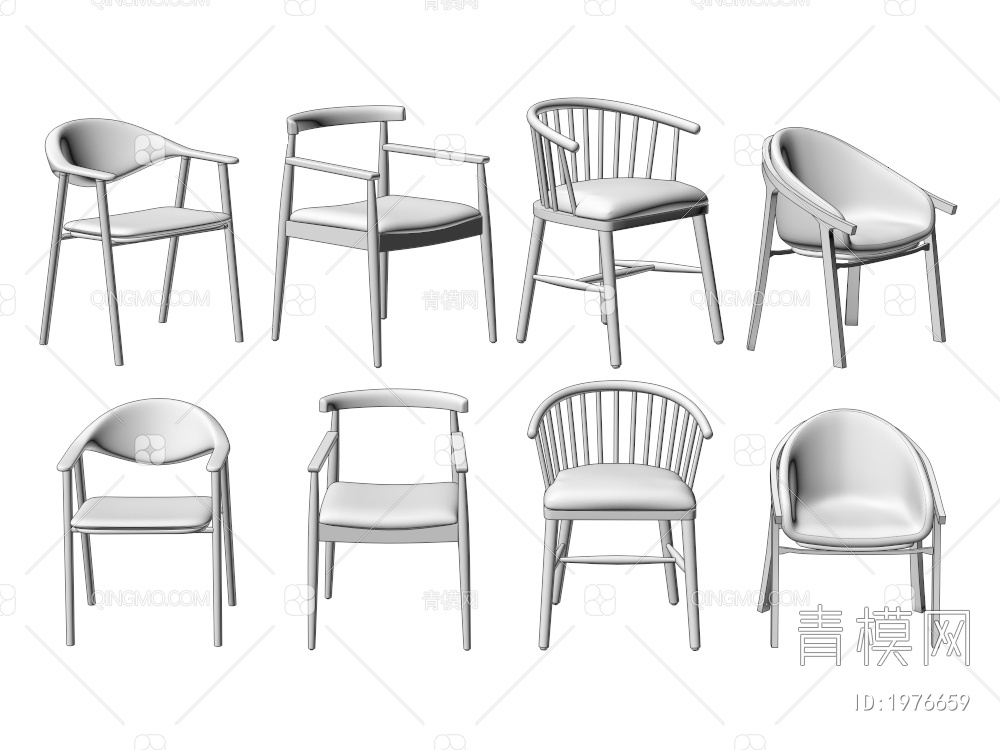 单椅 餐椅3D模型下载【ID:1976659】