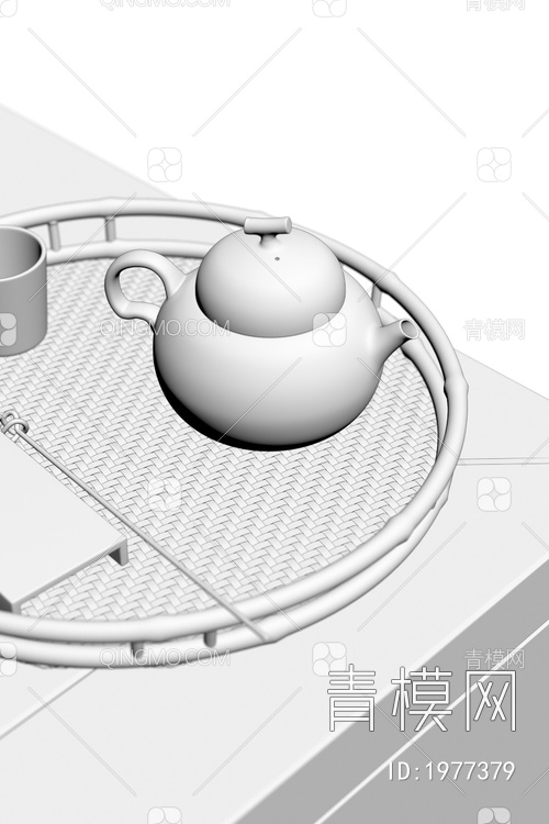 茶壶 竹编 茶具3D模型下载【ID:1977379】