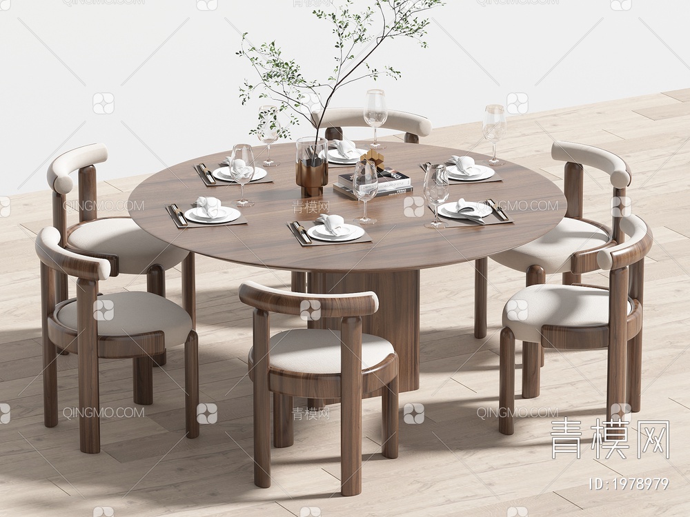 餐桌椅组合 餐椅 单椅 餐桌3D模型下载【ID:1978979】