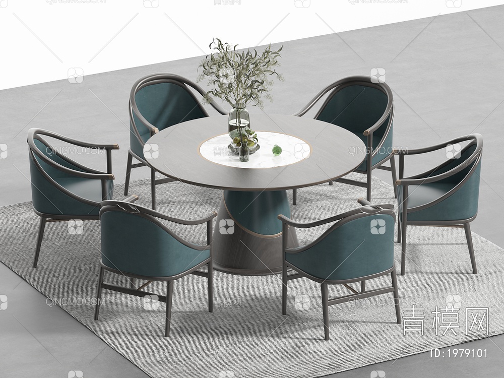 餐桌椅组合 餐椅 单椅 餐桌3D模型下载【ID:1979101】