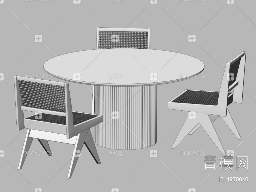 餐桌椅组合 餐椅 单椅 餐桌3D模型下载【ID:1978040】