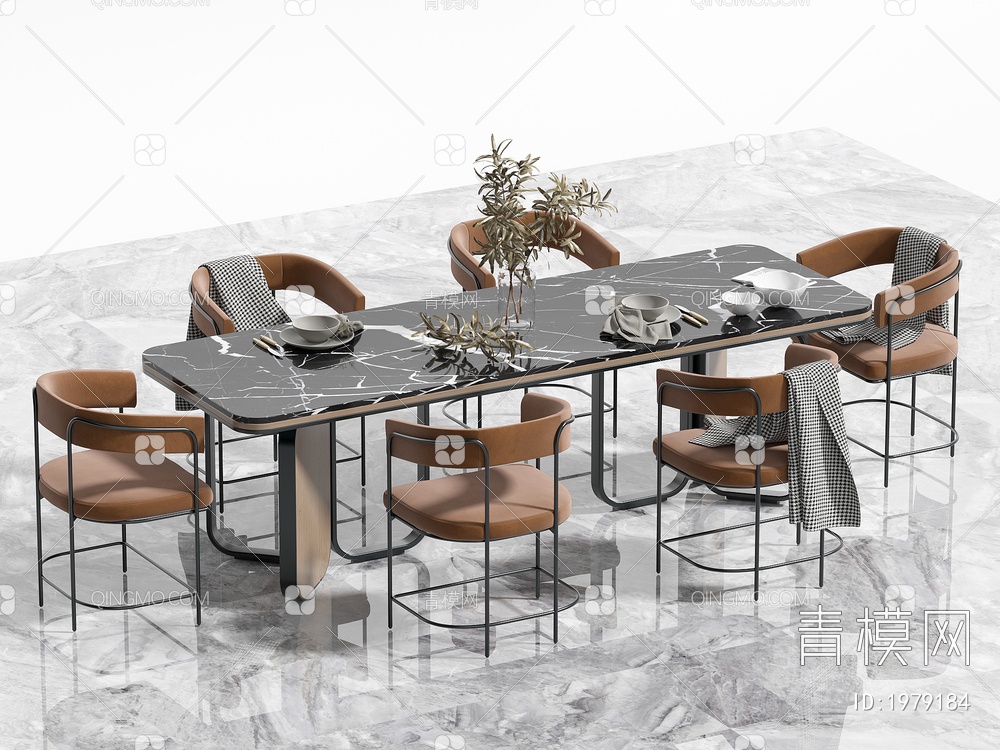 餐桌椅组合 餐椅 单椅 餐桌3D模型下载【ID:1979184】