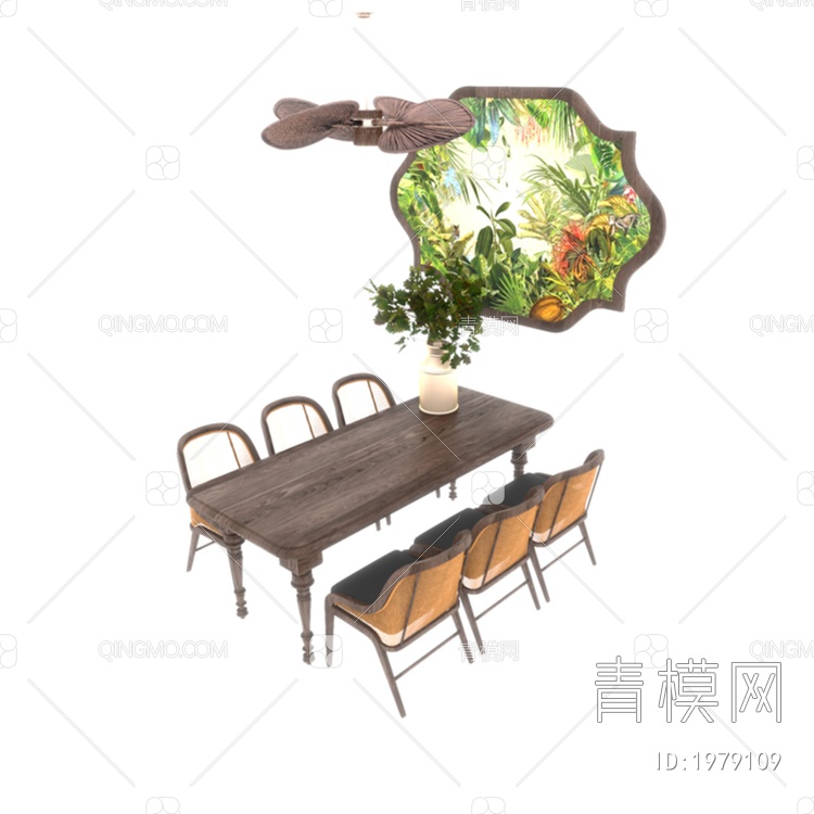 餐桌椅组合3D模型下载【ID:1979109】