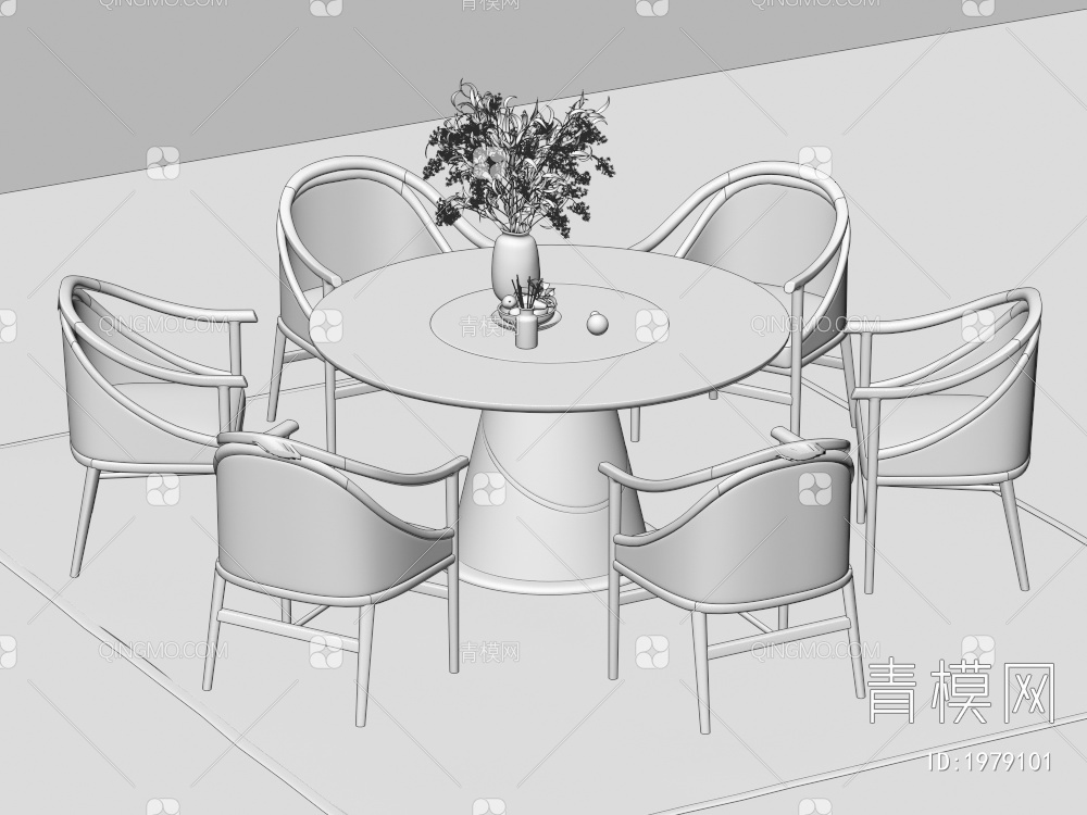 餐桌椅组合 餐椅 单椅 餐桌3D模型下载【ID:1979101】