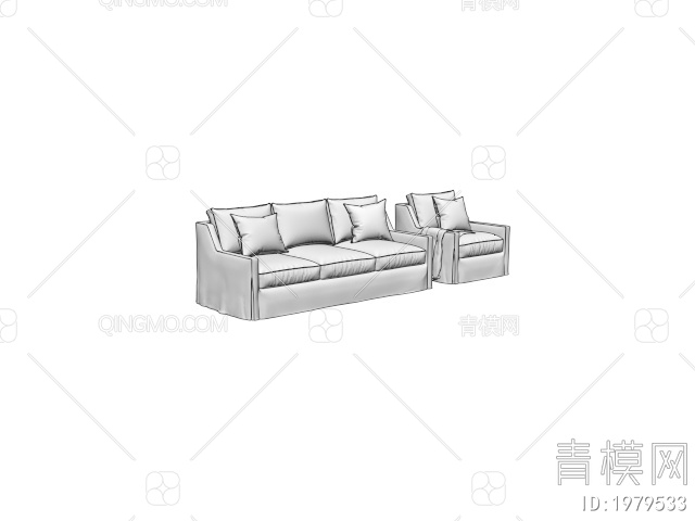 三人沙发3D模型下载【ID:1979533】