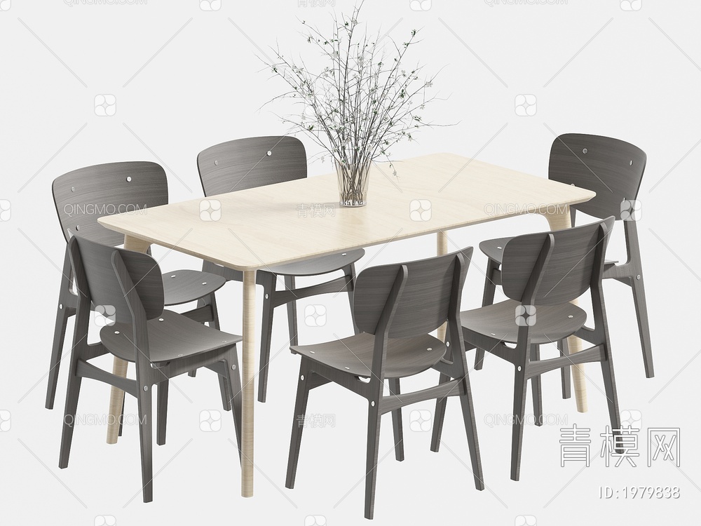 餐桌椅组合 餐椅 单椅 餐桌3D模型下载【ID:1979838】