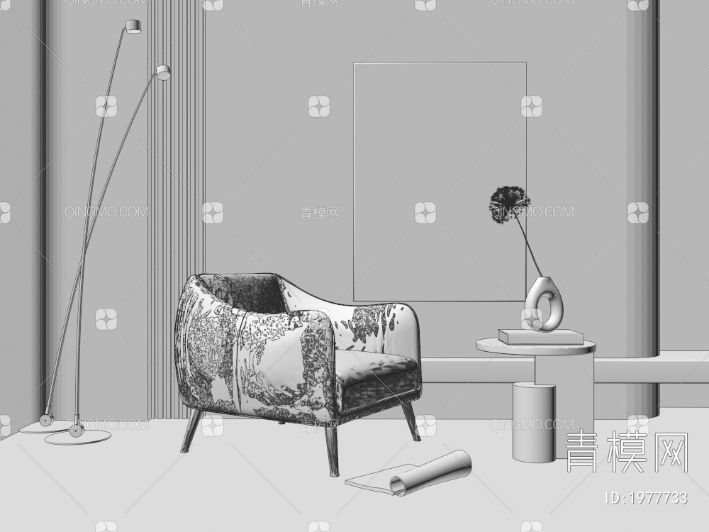 单人皮革沙发3D模型下载【ID:1977733】