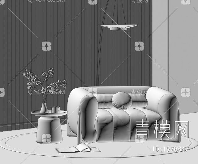 单人沙发3D模型下载【ID:1978847】