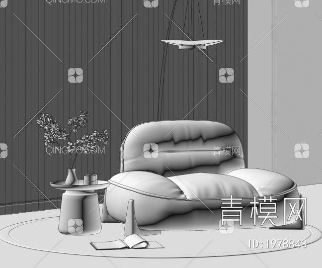 单人沙发3D模型下载【ID:1978843】