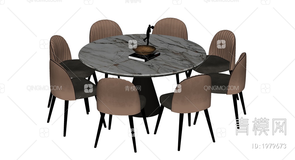 餐桌椅组合SU模型下载【ID:1979673】