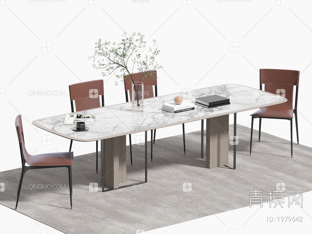 餐桌椅组合 餐椅 单椅 餐桌3D模型下载【ID:1979642】