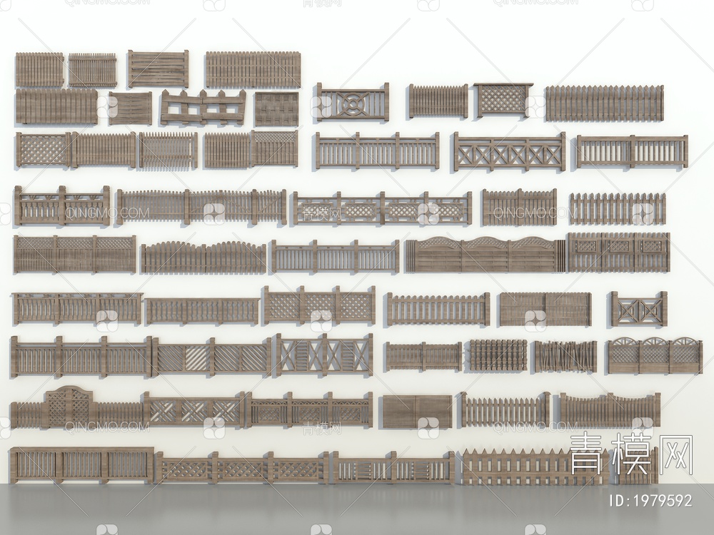 竹木篱笆 茶室竹隔断 栏杆 围墙3D模型下载【ID:1979592】