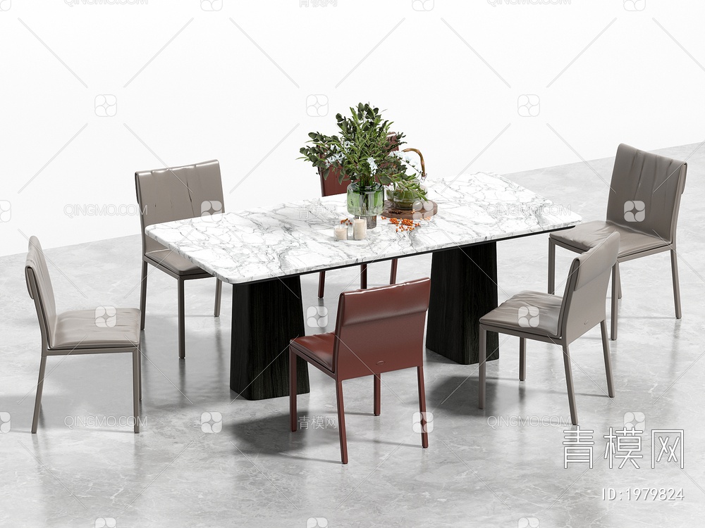 餐桌椅组合 餐椅 单椅 餐桌3D模型下载【ID:1979824】
