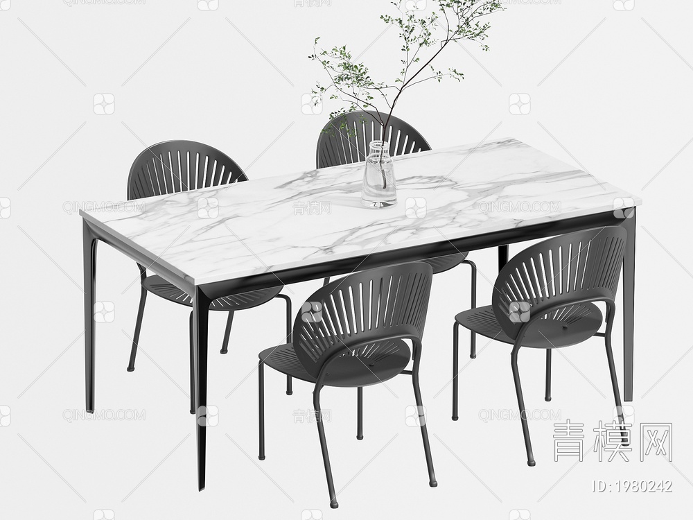 餐桌椅组合 餐椅 单椅 餐桌3D模型下载【ID:1980242】