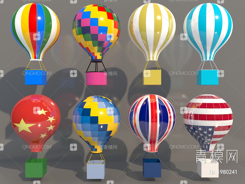 热气球，气球SU模型下载【ID:1980241】