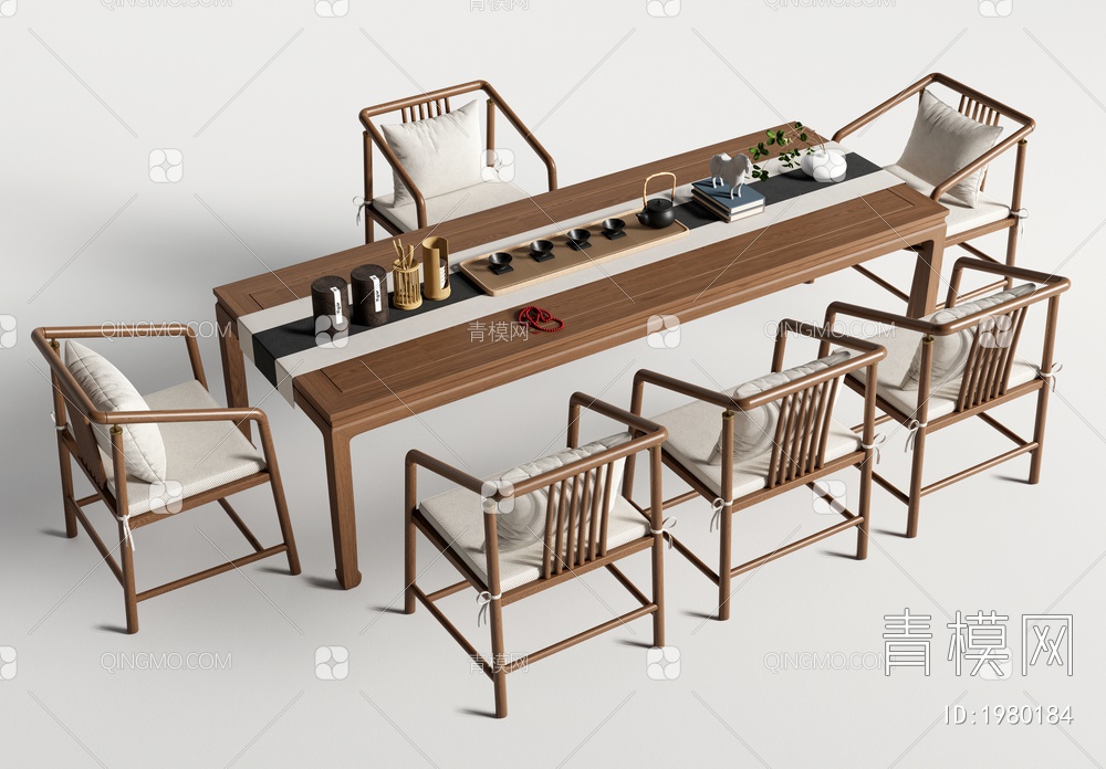 茶桌椅组合 茶台 茶具3D模型下载【ID:1980184】