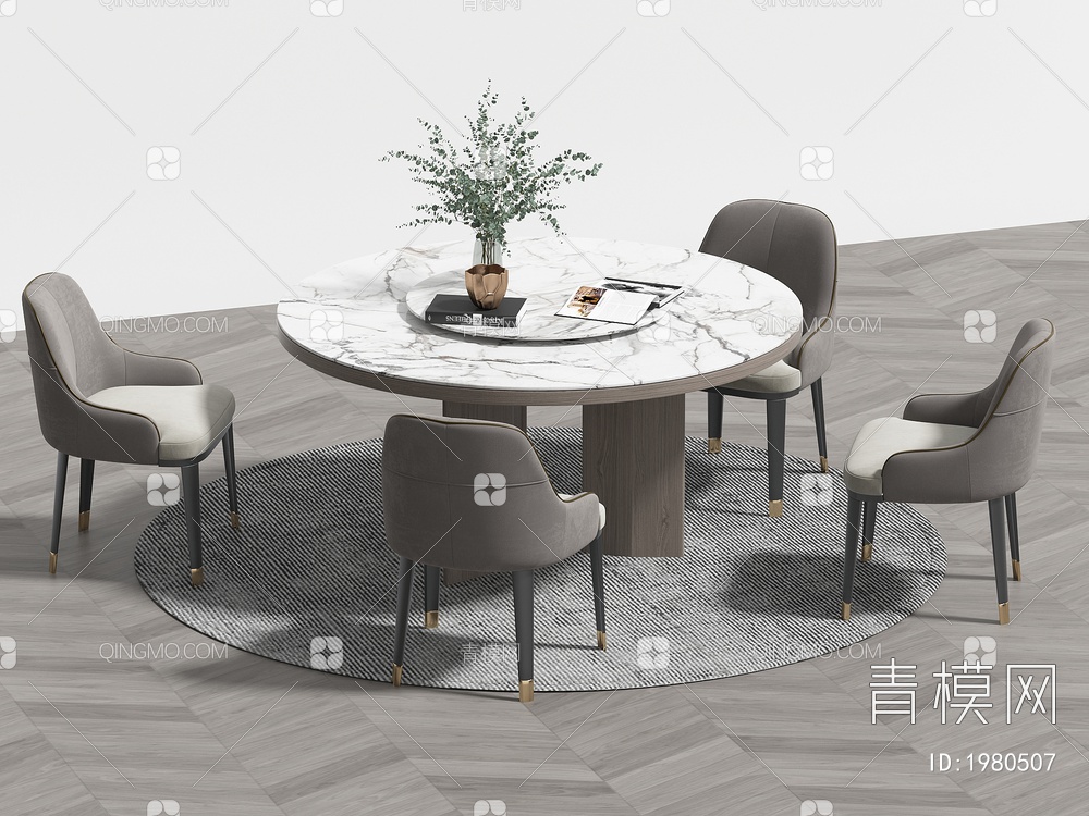 餐桌椅组合 餐椅 单椅 餐桌3D模型下载【ID:1980507】