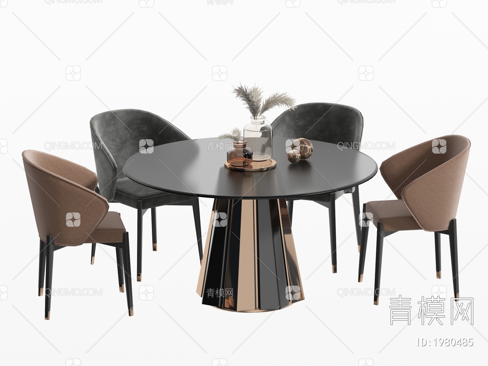 餐桌椅组合 餐椅 单椅 餐桌3D模型下载【ID:1980485】