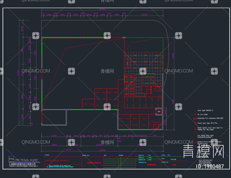 保时捷汽车4S店全套完整CAD施工图【ID:1980487】