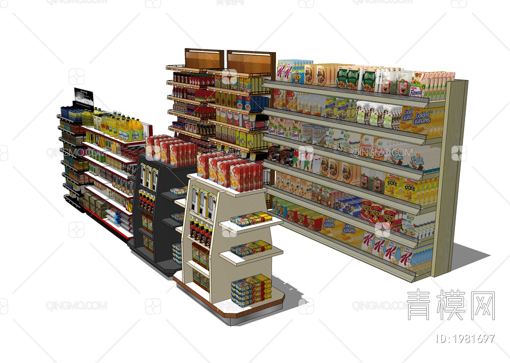 超市货架 零食柜SU模型下载【ID:1981697】
