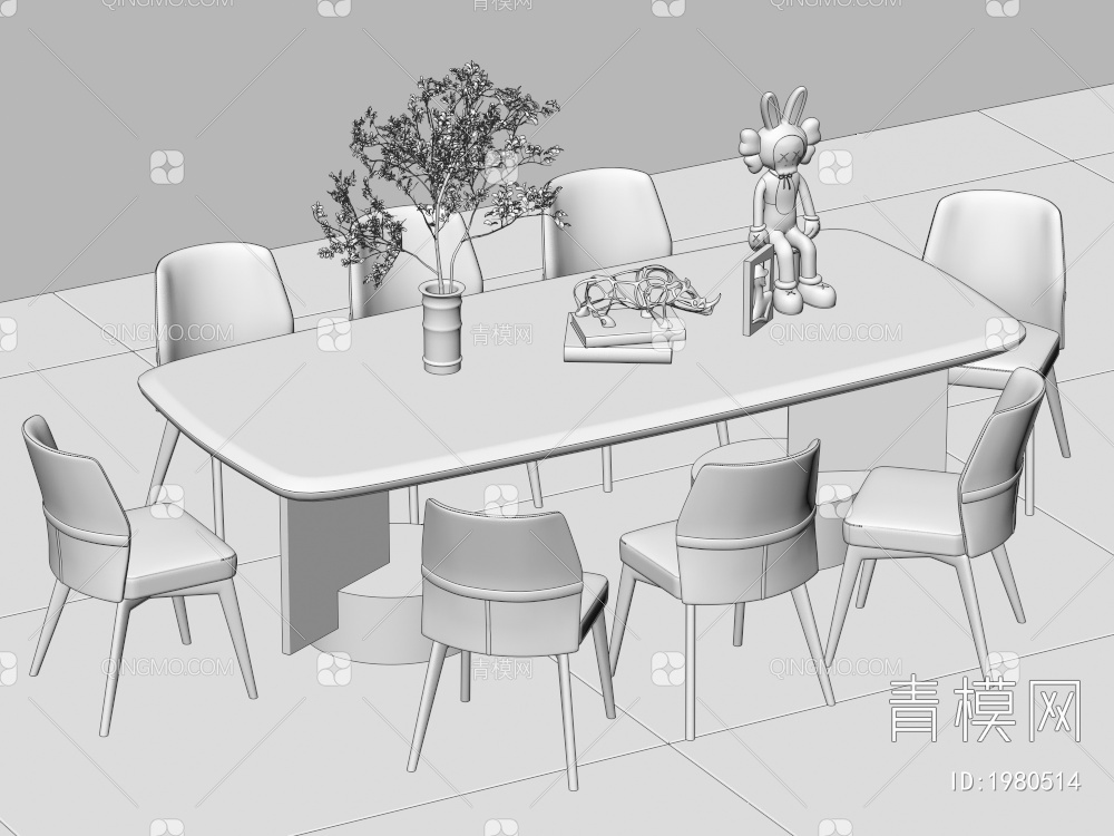 餐桌椅组合 餐椅 单椅 餐桌3D模型下载【ID:1980514】