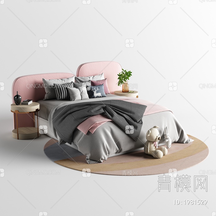 双人床 儿童床3D模型下载【ID:1981529】