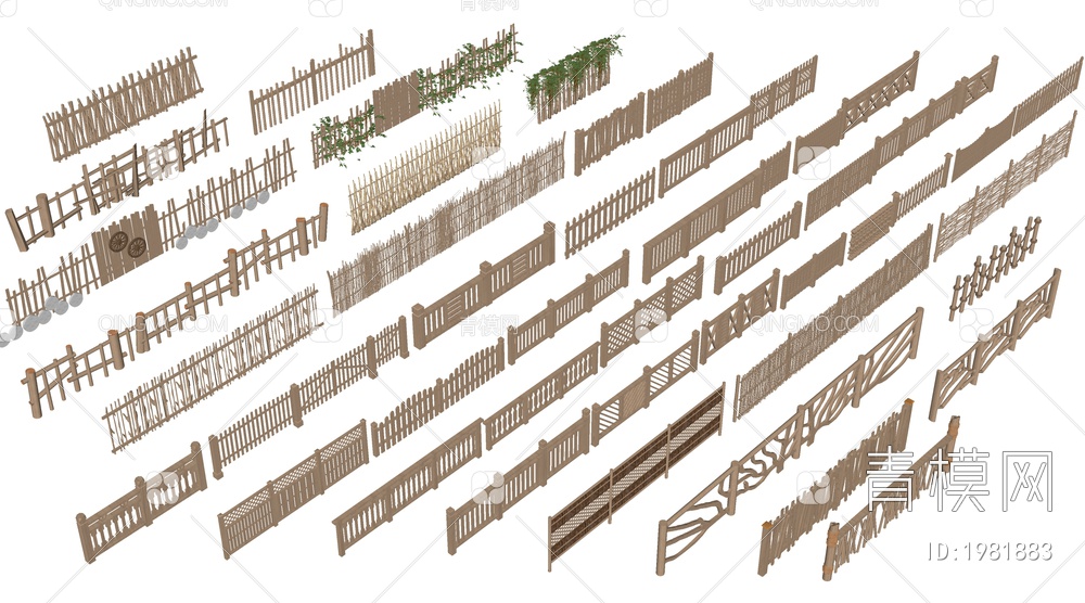 竹篱笆SU模型下载【ID:1981883】