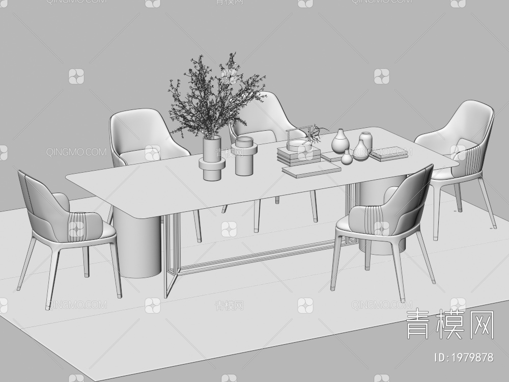 餐桌椅组合 餐椅 单椅 餐桌3D模型下载【ID:1979878】