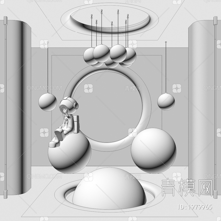 月球吊灯3D模型下载【ID:1979965】