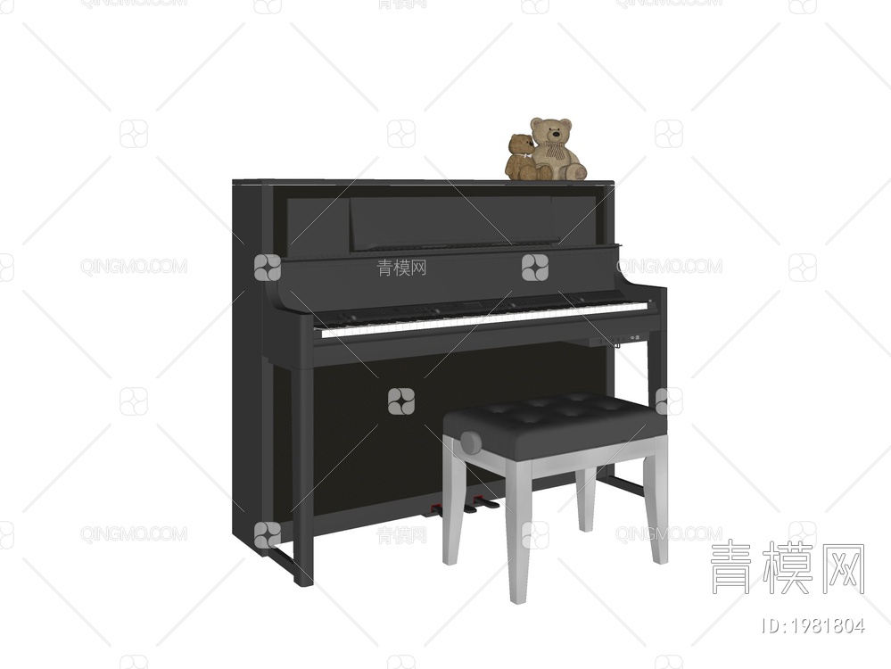钢琴  玩具娃娃SU模型下载【ID:1981804】