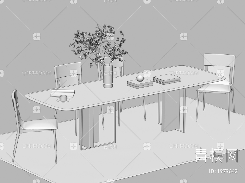 餐桌椅组合 餐椅 单椅 餐桌3D模型下载【ID:1979642】