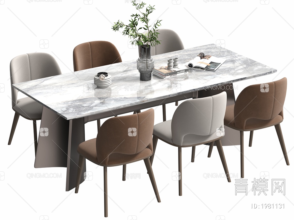 餐桌椅组合 餐椅 单椅 餐桌3D模型下载【ID:1981131】