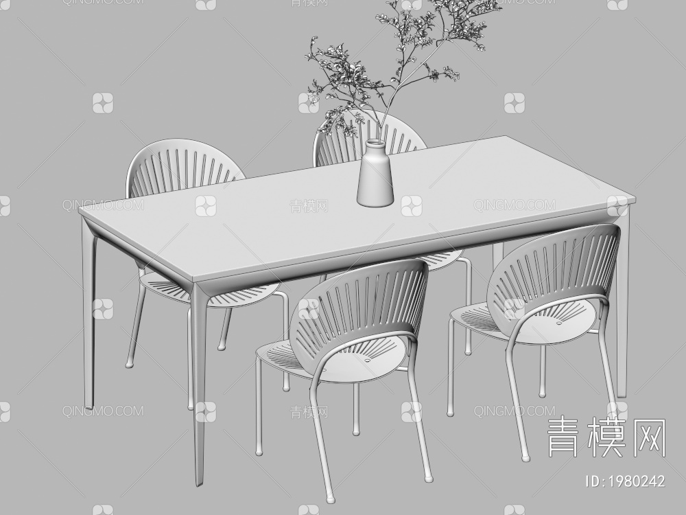 餐桌椅组合 餐椅 单椅 餐桌3D模型下载【ID:1980242】