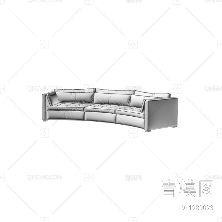 弧形多人沙发3D模型下载【ID:1980093】