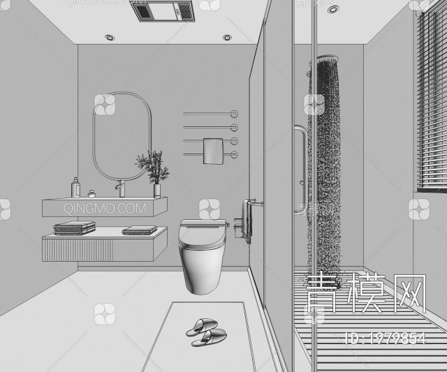 卫生间，卫生间，干区3D模型下载【ID:1979854】