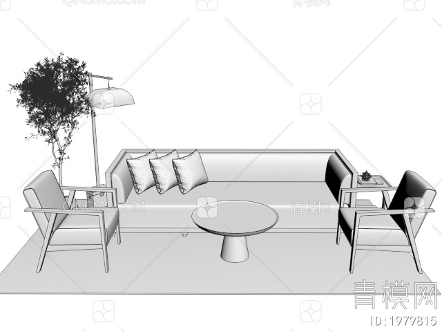 沙发茶几组合3D模型下载【ID:1979815】