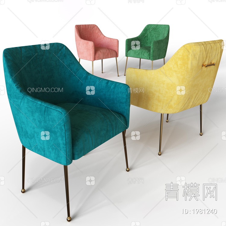 休闲单椅 餐椅3D模型下载【ID:1981240】
