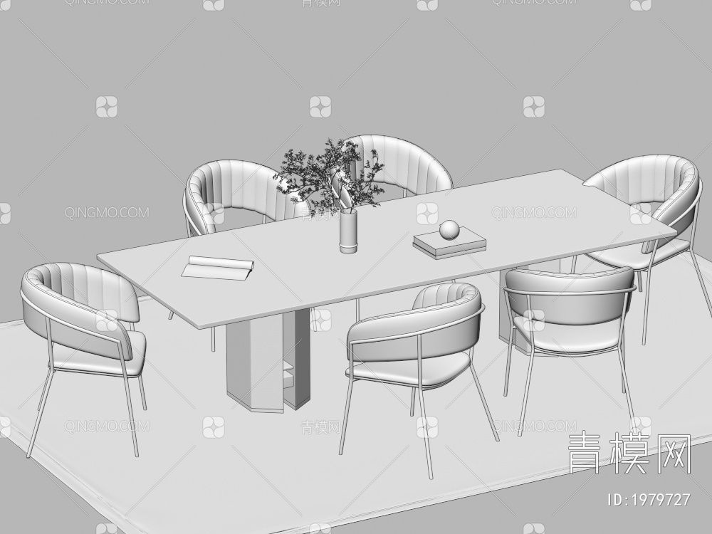 餐桌椅组合 餐椅 单椅 餐桌3D模型下载【ID:1979727】