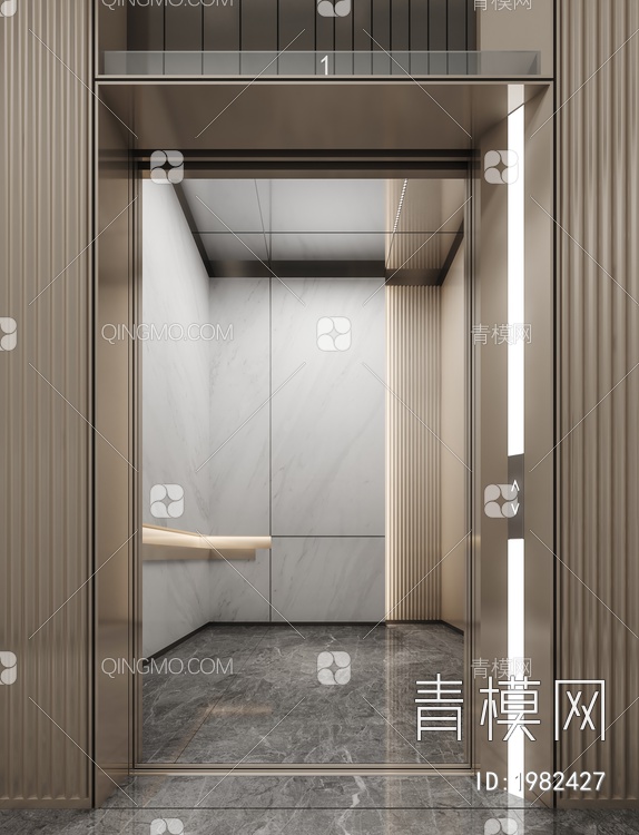 电梯轿厢3D模型下载【ID:1982427】
