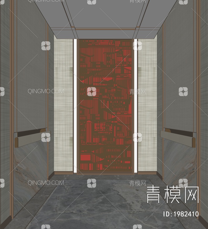 电梯轿厢SU模型下载【ID:1982410】