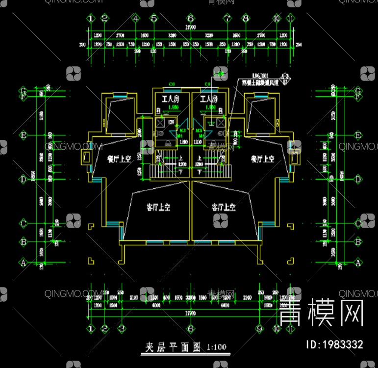 别墅设计建筑施工CAD图【ID:1983332】