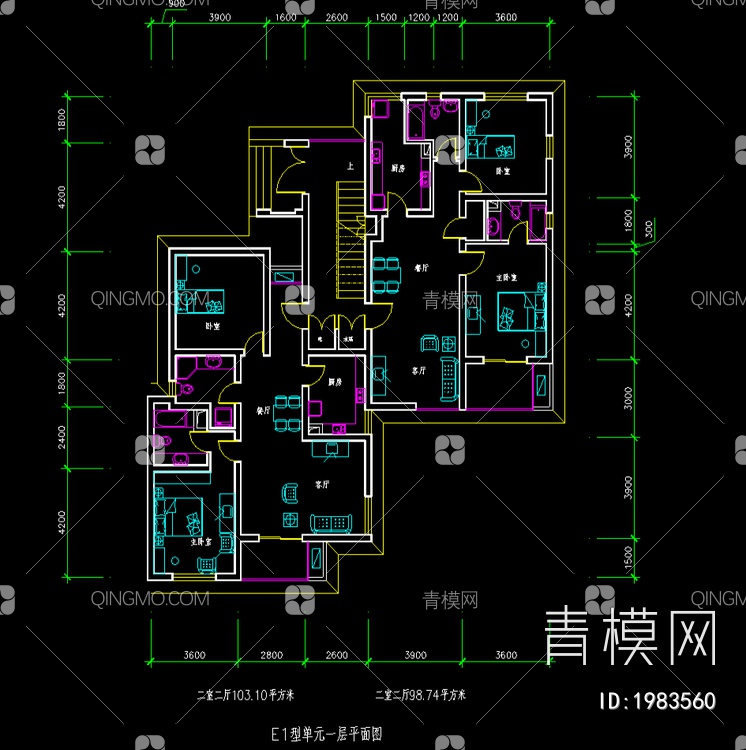 32个住宅户型平面图【ID:1983560】