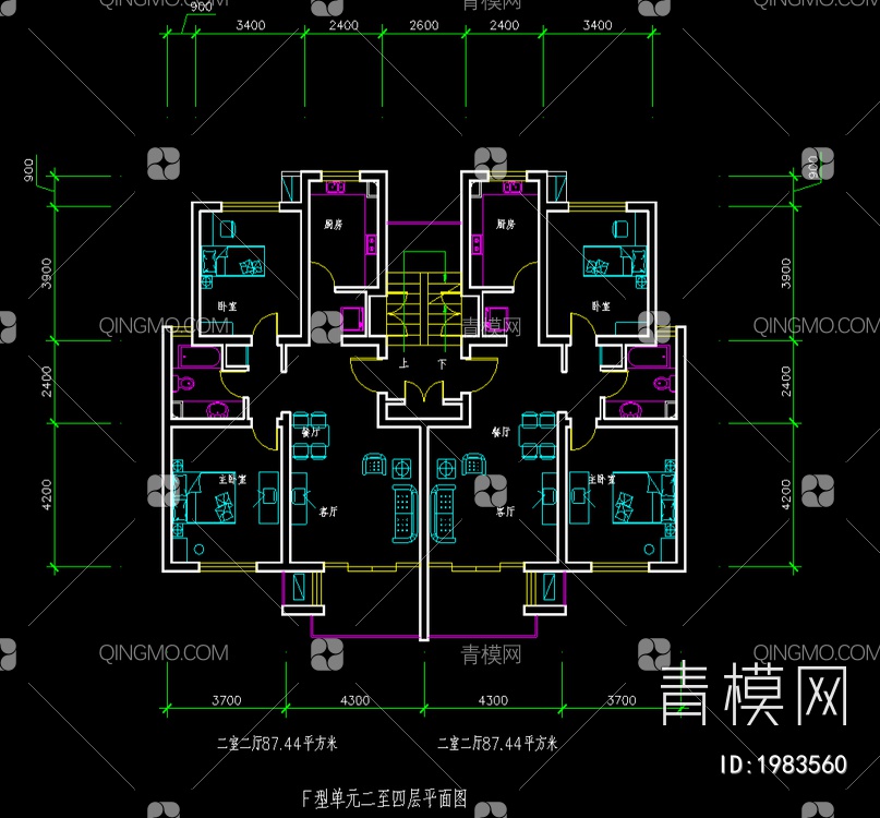 32个住宅户型平面图【ID:1983560】