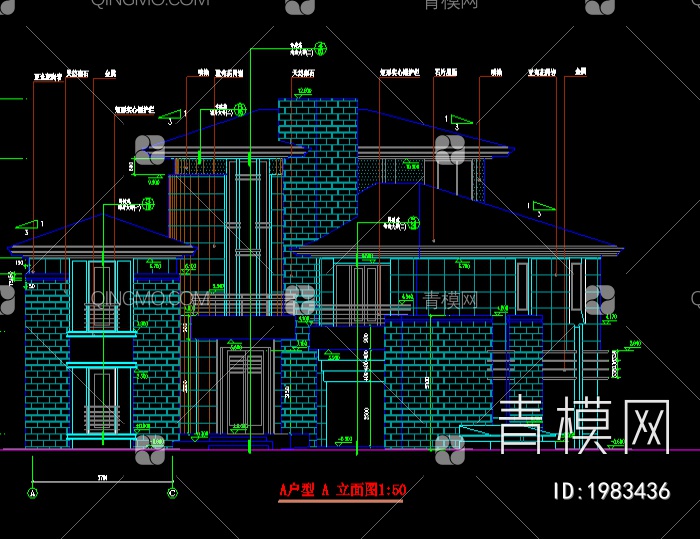 中国别墅CAD施工图【ID:1983436】