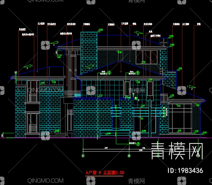 中国别墅CAD施工图【ID:1983436】