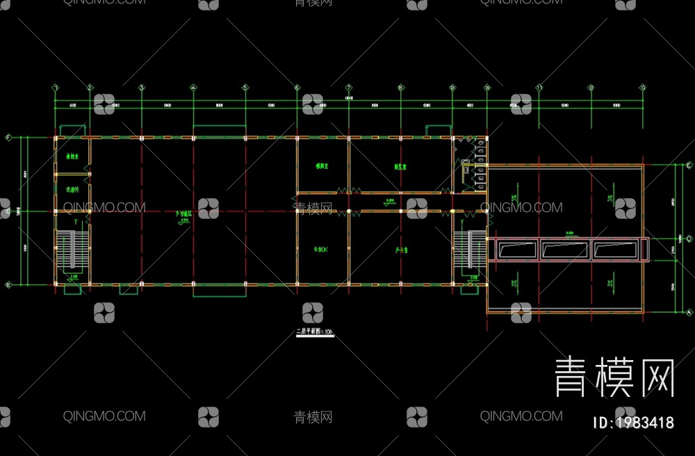 食堂浴室建筑设计方案CAD图【ID:1983418】